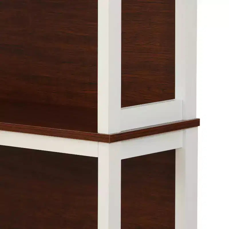 LuxenHome Étagère à 4 niveaux 151,1 cm H x 79,7 cm l, en bois manufacturé couleur cerisier et blanc, marron