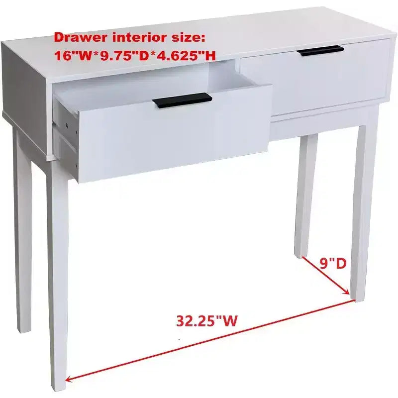 Kings Brand Furniture - Console Table en Bois Blanc Atmore avec 2 Tiroirs de Rangement pour Entrée, Couloir, Salon, Derrière le Canapé