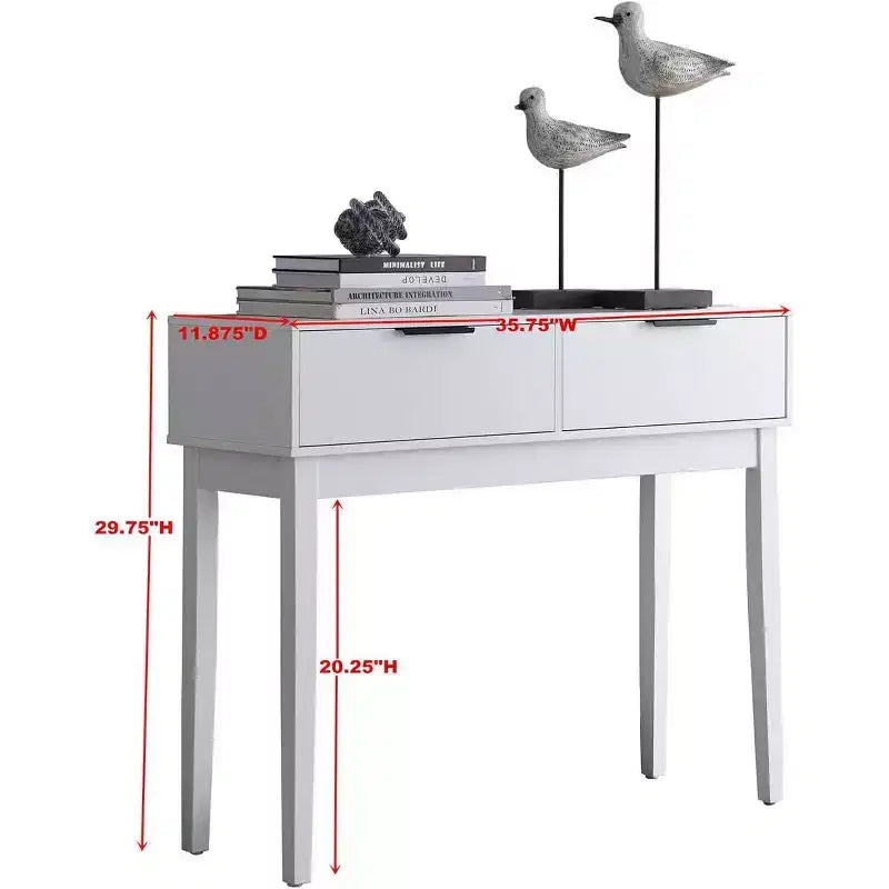 Kings Brand Furniture - Console Table en Bois Blanc Atmore avec 2 Tiroirs de Rangement pour Entrée, Couloir, Salon, Derrière le Canapé