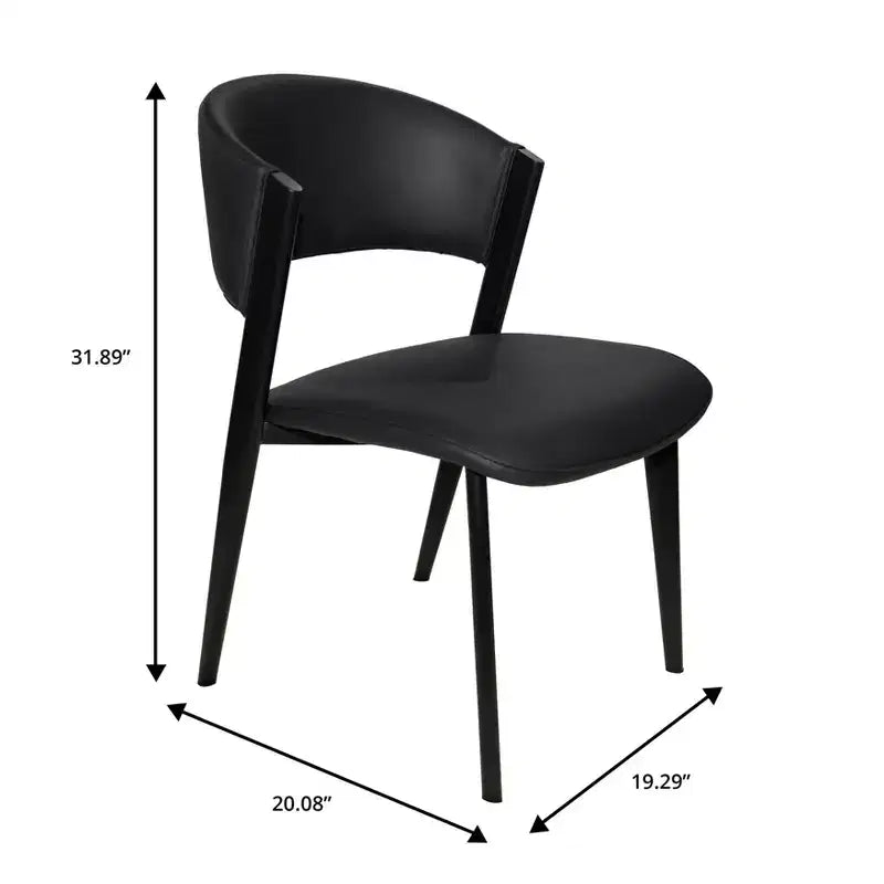 Chaise de salle à manger LeisureMod Aspen Series en cuir avec cadre et pieds en fer noir, pour cuisine moderne, salle à manger, ou café