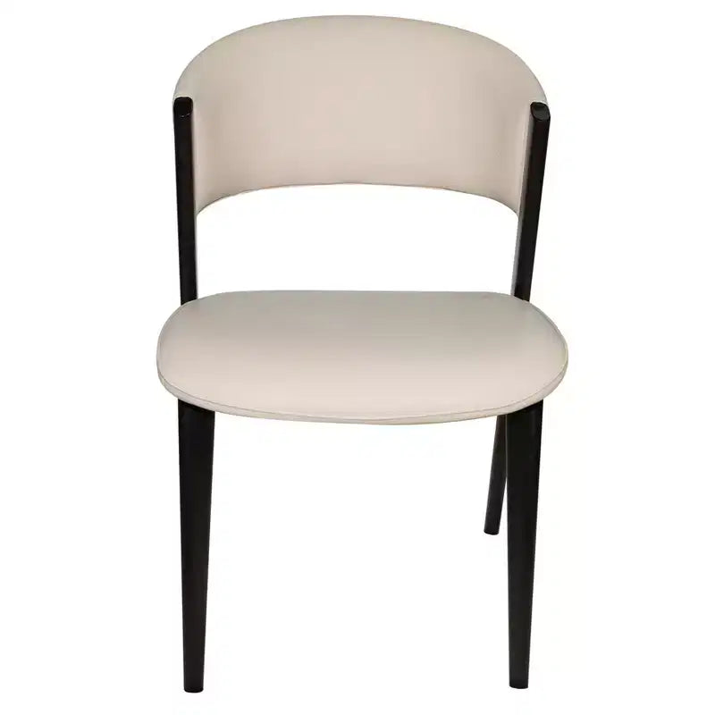 Chaise de salle à manger LeisureMod Aspen Series en cuir avec cadre et pieds en fer noir, pour cuisine moderne, salle à manger, ou café