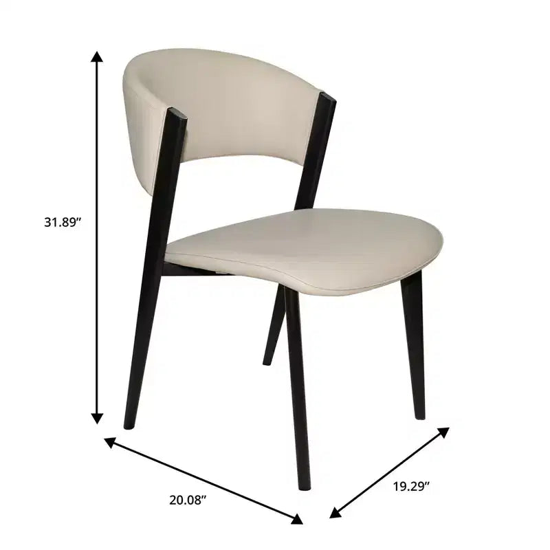 Chaise de salle à manger LeisureMod Aspen Series en cuir avec cadre et pieds en fer noir, pour cuisine moderne, salle à manger, ou café