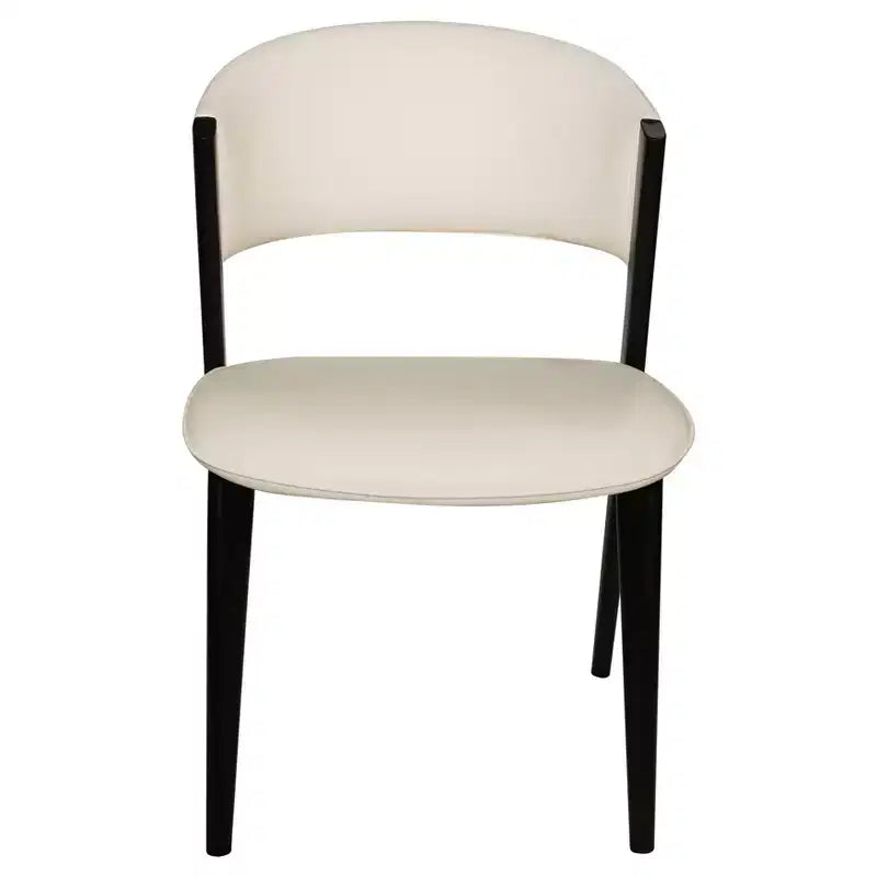 Chaise de salle à manger LeisureMod Aspen Series en cuir avec cadre et pieds en fer noir, pour cuisine moderne, salle à manger, ou café