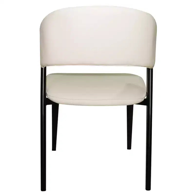Chaise de salle à manger LeisureMod Aspen Series en cuir avec cadre et pieds en fer noir, pour cuisine moderne, salle à manger, ou café