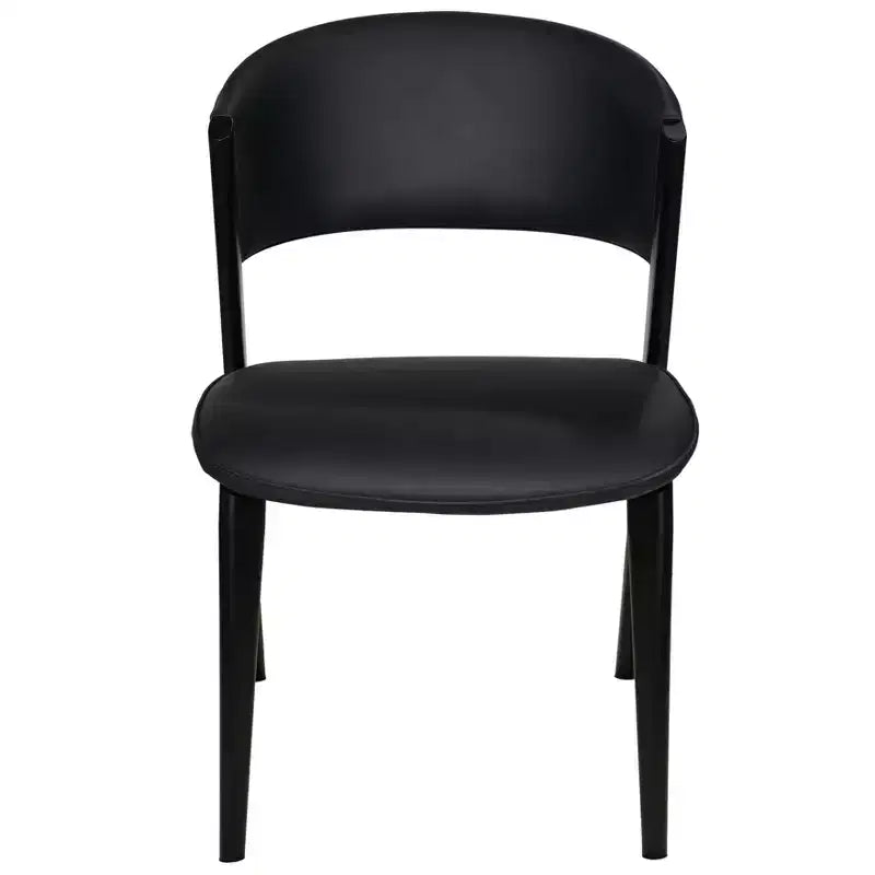 Chaise de salle à manger LeisureMod Aspen Series en cuir avec cadre et pieds en fer noir, pour cuisine moderne, salle à manger, ou café