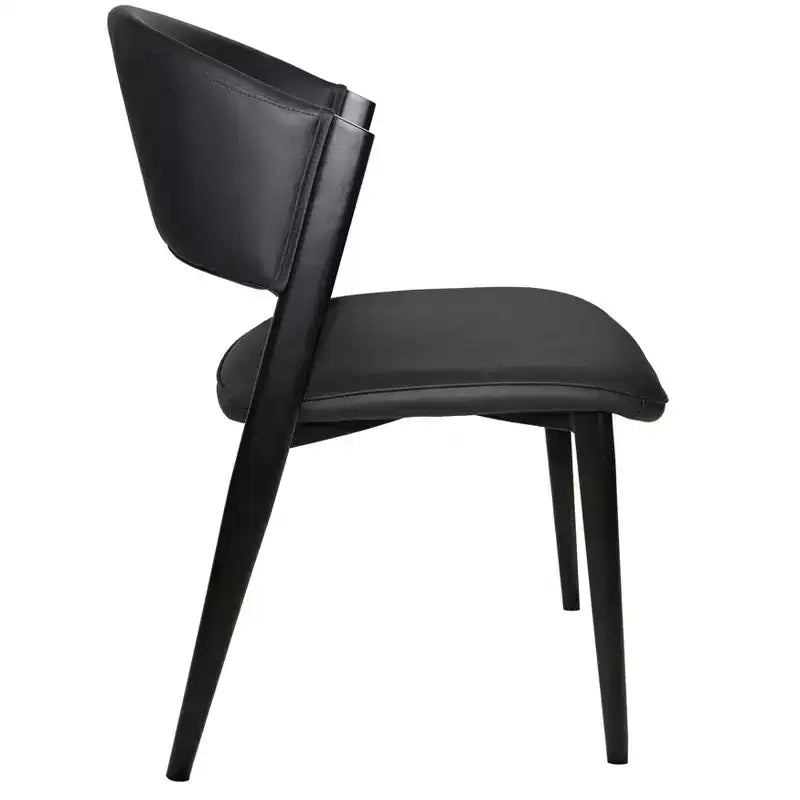 Chaise de salle à manger LeisureMod Aspen Series en cuir avec cadre et pieds en fer noir, pour cuisine moderne, salle à manger, ou café