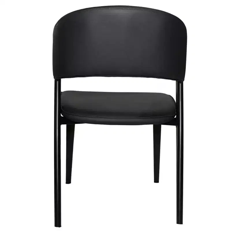 Chaise de salle à manger LeisureMod Aspen Series en cuir avec cadre et pieds en fer noir, pour cuisine moderne, salle à manger, ou café