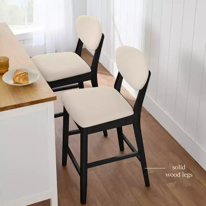 Lot de 2 tabourets de bar mi-hauts en bois et tissu, style moderne du milieu du siècle, de la marque Best Choice Products