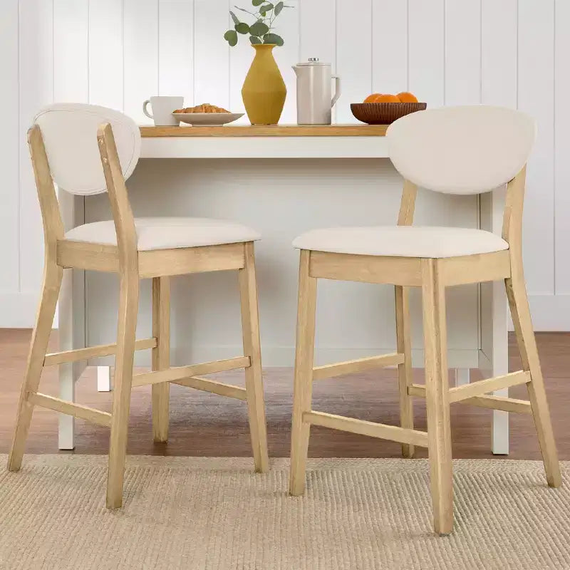 Lot de 2 tabourets de bar mi-hauts en bois et tissu, style moderne du milieu du siècle, de la marque Best Choice Products
