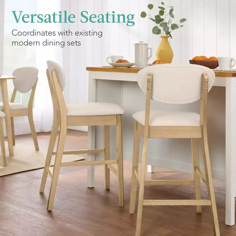 Lot de 2 tabourets de bar mi-hauts en bois et tissu, style moderne du milieu du siècle, de la marque Best Choice Products