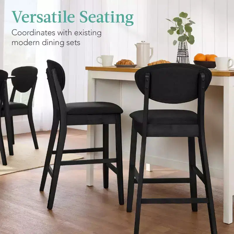 Lot de 2 tabourets de bar mi-hauts en bois et tissu, style moderne du milieu du siècle, de la marque Best Choice Products