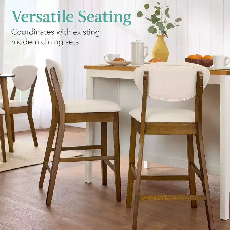 Lot de 2 tabourets de bar mi-hauts en bois et tissu, style moderne du milieu du siècle, de la marque Best Choice Products