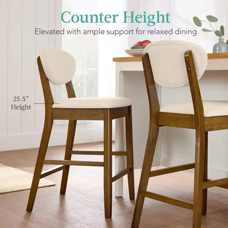 Lot de 2 tabourets de bar mi-hauts en bois et tissu, style moderne du milieu du siècle, de la marque Best Choice Products
