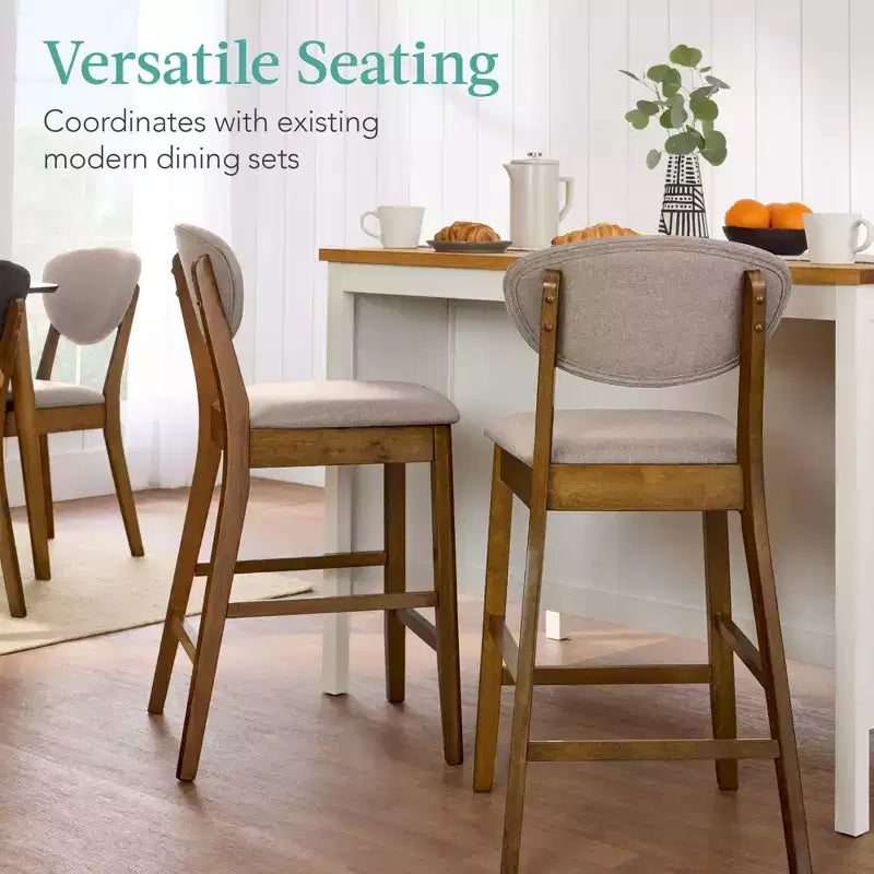 Lot de 2 tabourets de bar mi-hauts en bois et tissu, style moderne du milieu du siècle, de la marque Best Choice Products