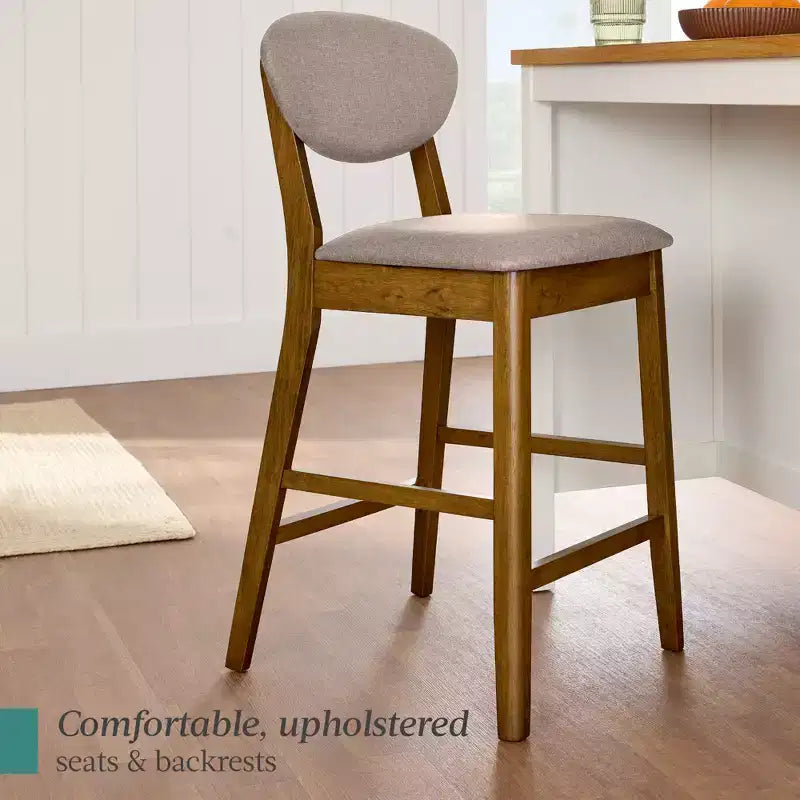 Lot de 2 tabourets de bar mi-hauts en bois et tissu, style moderne du milieu du siècle, de la marque Best Choice Products
