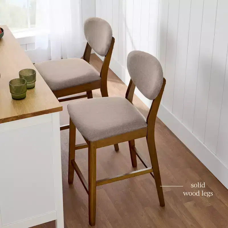 Lot de 2 tabourets de bar mi-hauts en bois et tissu, style moderne du milieu du siècle, de la marque Best Choice Products