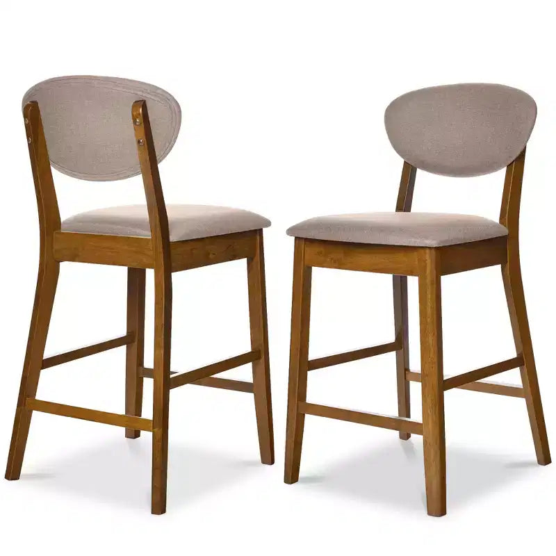 Lot de 2 tabourets de bar mi-hauts en bois et tissu, style moderne du milieu du siècle, de la marque Best Choice Products