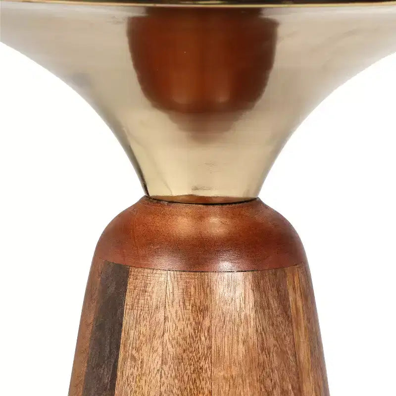 Table d'appoint ronde Christopher Knight Home Vera en bois de manguier et métal, doré/noyer