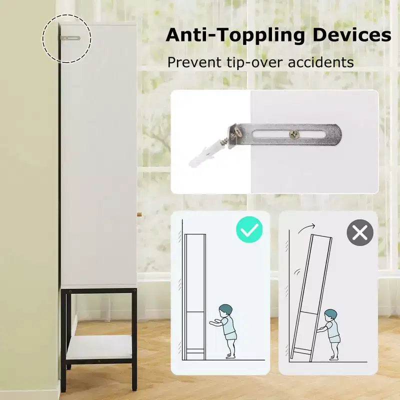 Meuble Colonne de Salle de Bain Costway de 57 po avec 1 Porte et 4 Étagères, Meuble Autonome Noir/Blanc