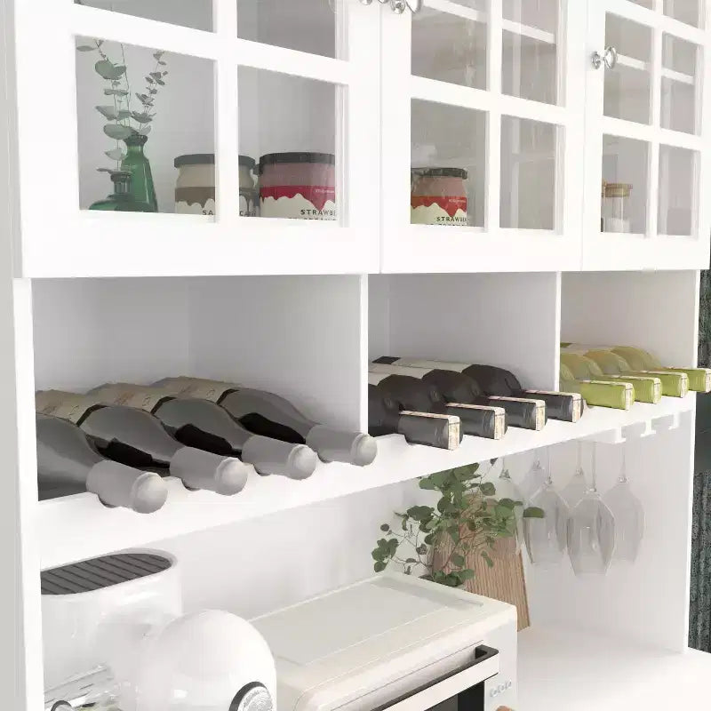 Meuble de cuisine en bois Hitow avec 3 tiroirs, 13 étagères et supports pour tasses et bouteilles
