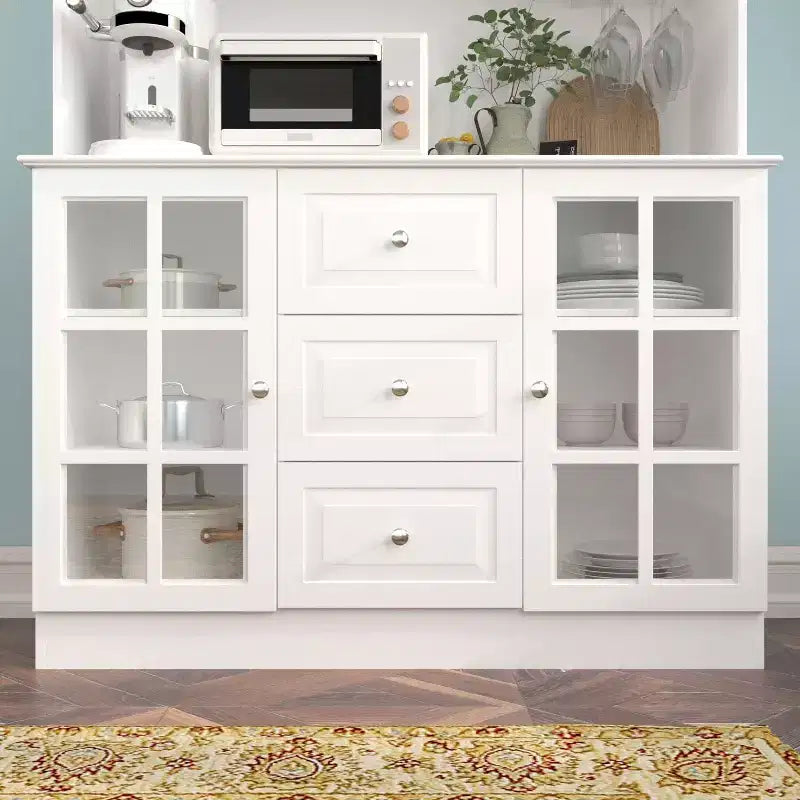 Meuble de cuisine en bois Hitow avec 3 tiroirs, 13 étagères et supports pour tasses et bouteilles