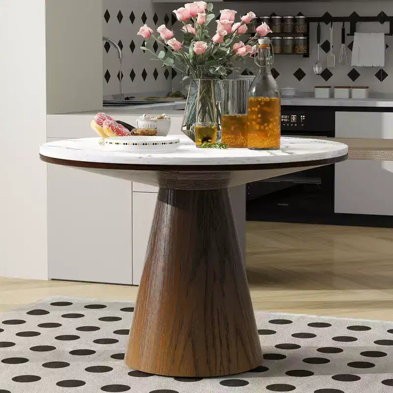 Table à manger Whisen avec pied conique tronqué en bois de style rétro