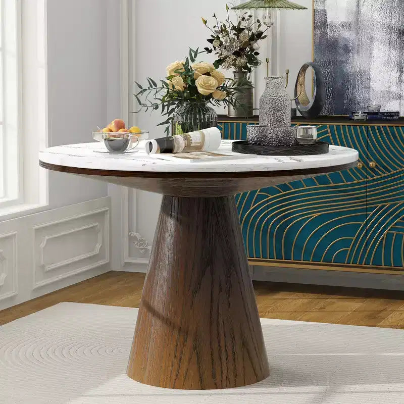 Table à manger Whisen avec pied conique tronqué en bois de style rétro