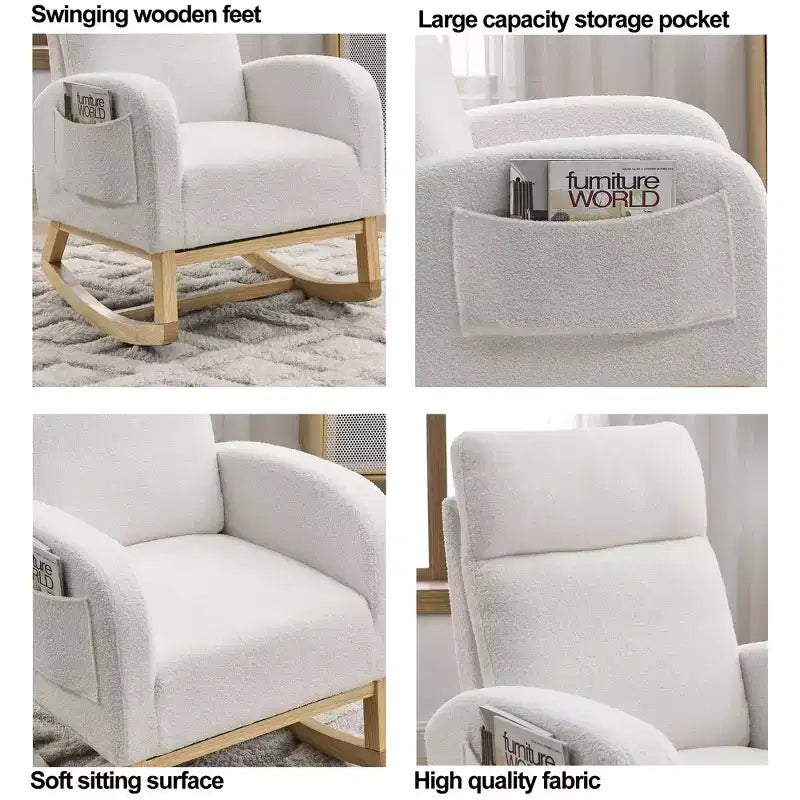 Christopher Knight Home Piper Fauteuil à bascule moderne à dossier haut avec deux poches latérales