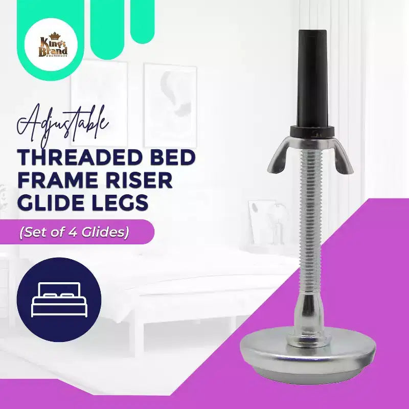 Pieds de lit réglables Kings Brand Furniture pour cadre de lit - Pieds de lit en métal pour remplacer les roulettes - Pieds de lit durables pour cadre de lit