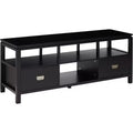 Kings Brand Furniture 54 Black Finish Wood TV Stand Entertainment Center with Storage