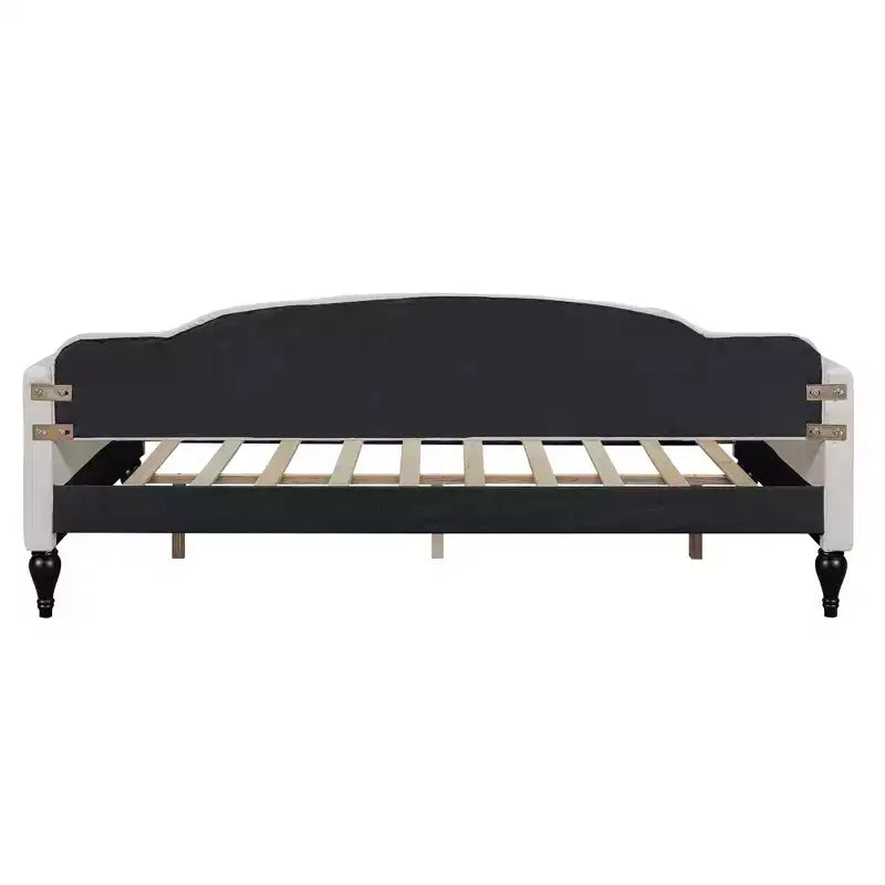 Lit de repos capitonné pleine taille, cadre de canapé-lit capitonné avec/sans tiroirs/lit gigogne double, beige - ModernLuxe