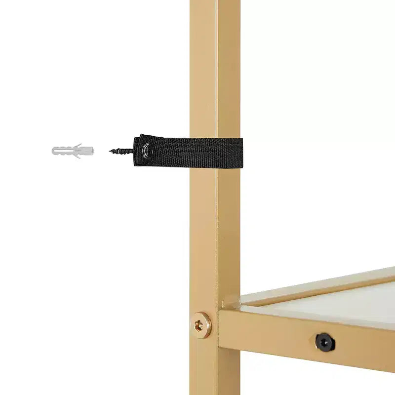 VECELO Bibliothèque d'angle haute 63" - Étagère d'angle 6 niveaux - Meuble de rangement avec éclairage LED et station de recharge - Petit espace - Marron/Gris/Or