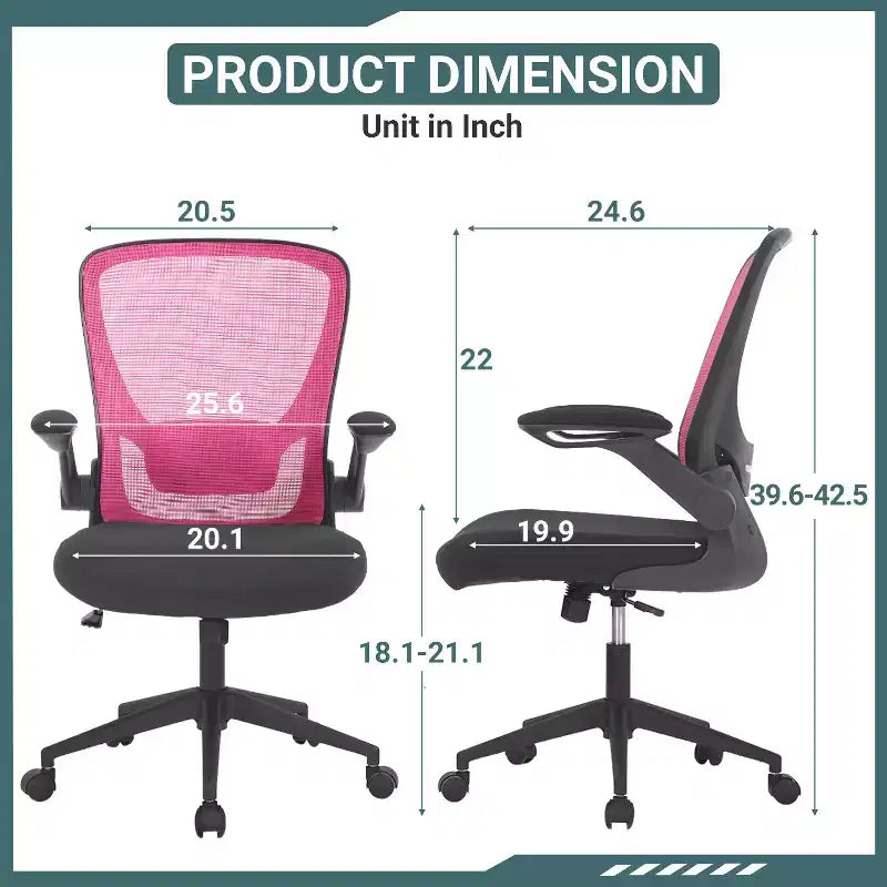 BestMassage Chaise de Bureau Dossier en Maille Chaise d'Ordinateur avec Hauteur Réglable, Fonction Pivotante et Accoudoirs Relevables