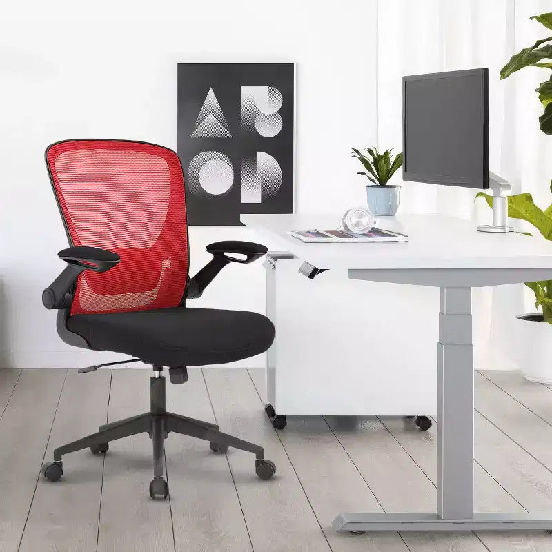 BestMassage Chaise de Bureau Dossier en Maille Chaise d'Ordinateur avec Hauteur Réglable, Fonction Pivotante et Accoudoirs Relevables