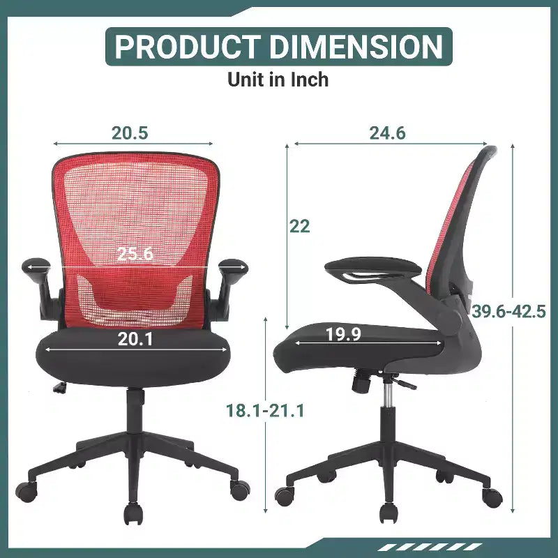 BestMassage Chaise de Bureau Dossier en Maille Chaise d'Ordinateur avec Hauteur Réglable, Fonction Pivotante et Accoudoirs Relevables