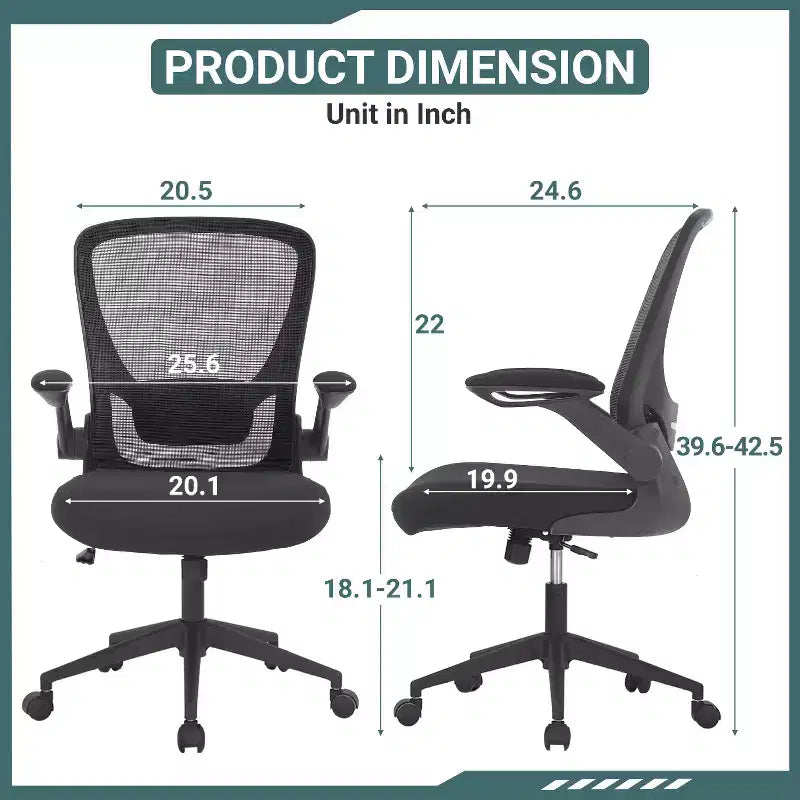 BestMassage Chaise de Bureau Dossier en Maille Chaise d'Ordinateur avec Hauteur Réglable, Fonction Pivotante et Accoudoirs Relevables