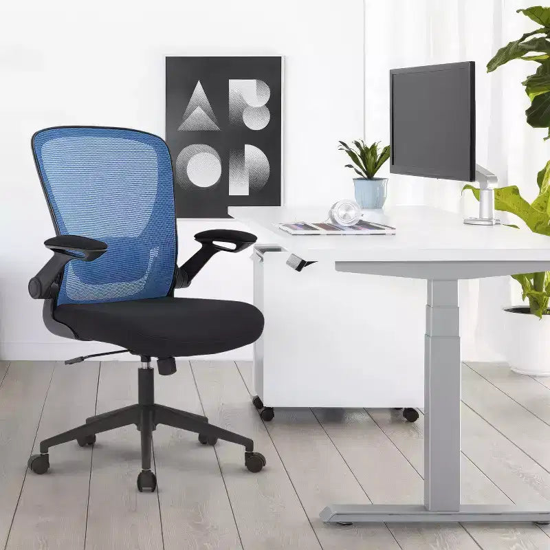 BestMassage Chaise de Bureau Dossier en Maille Chaise d'Ordinateur avec Hauteur Réglable, Fonction Pivotante et Accoudoirs Relevables