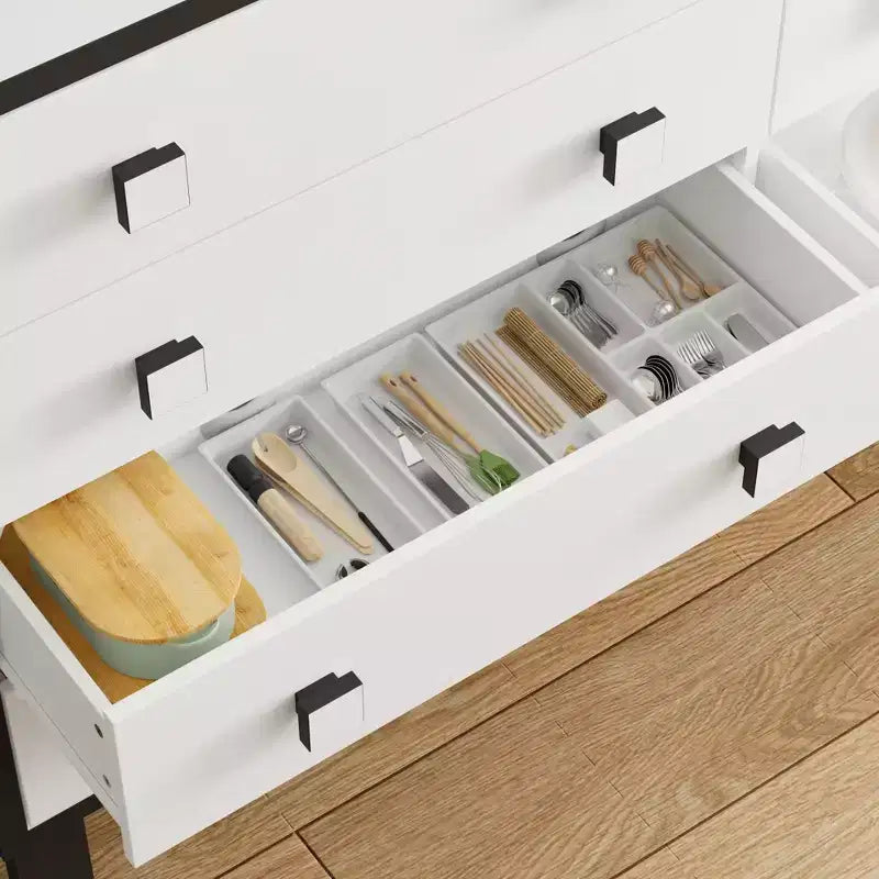 Commode horizontale moderne Famapy pour chambre à coucher, buffet multifonctionnel pour salon, blanc