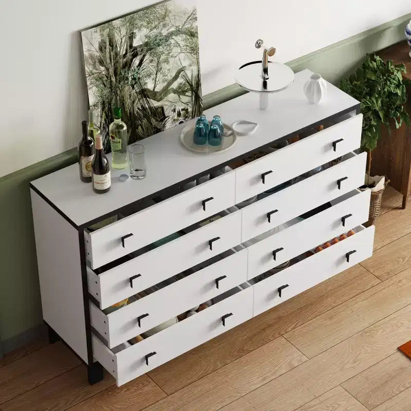 Commode horizontale moderne Famapy pour chambre à coucher, buffet multifonctionnel pour salon, blanc