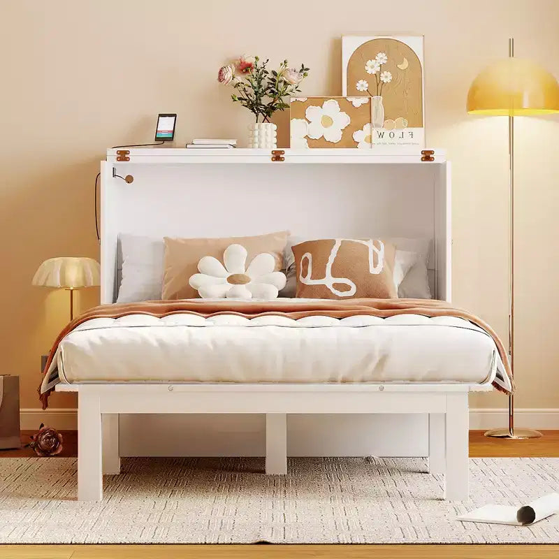 Lit escamotable Whisen avec port USB et étagères amovibles