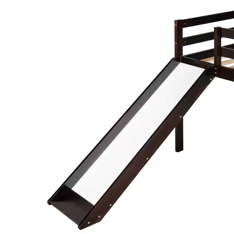Lit mezzanine bas Whisen de 79,5L x 41,8l, élégant, de taille double, avec échelle intégrée et toboggan, conception multifonctionnelle