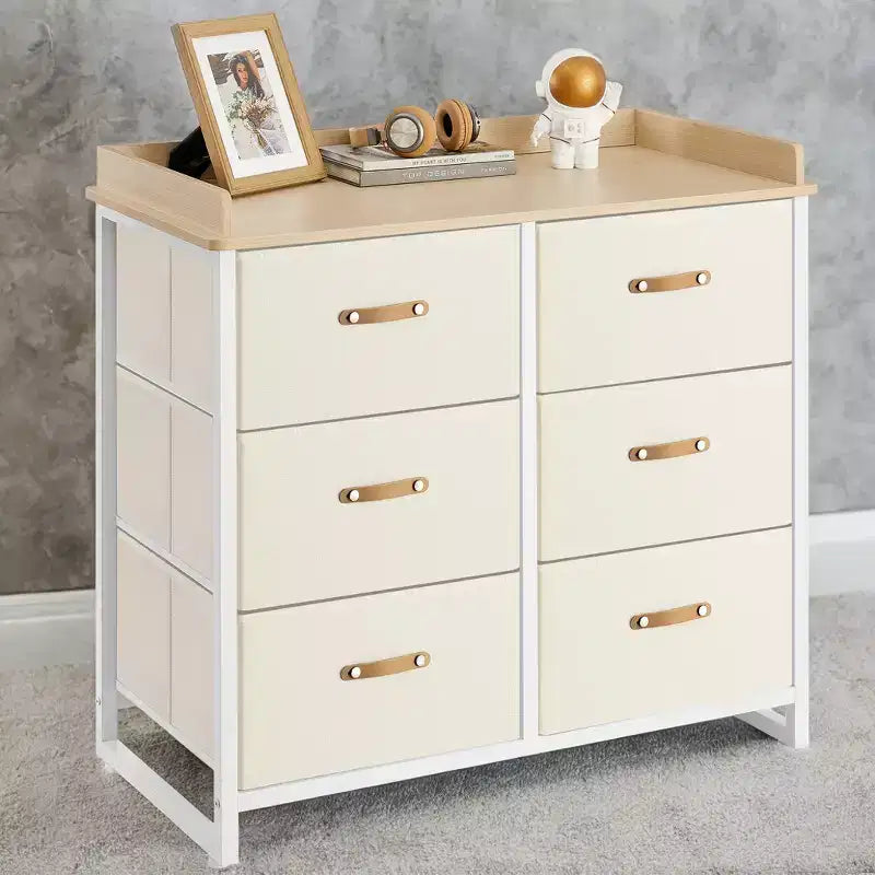 Commode de chambre à 6 tiroirs, avec table à langer résistante à l'eau, meuble de rangement.