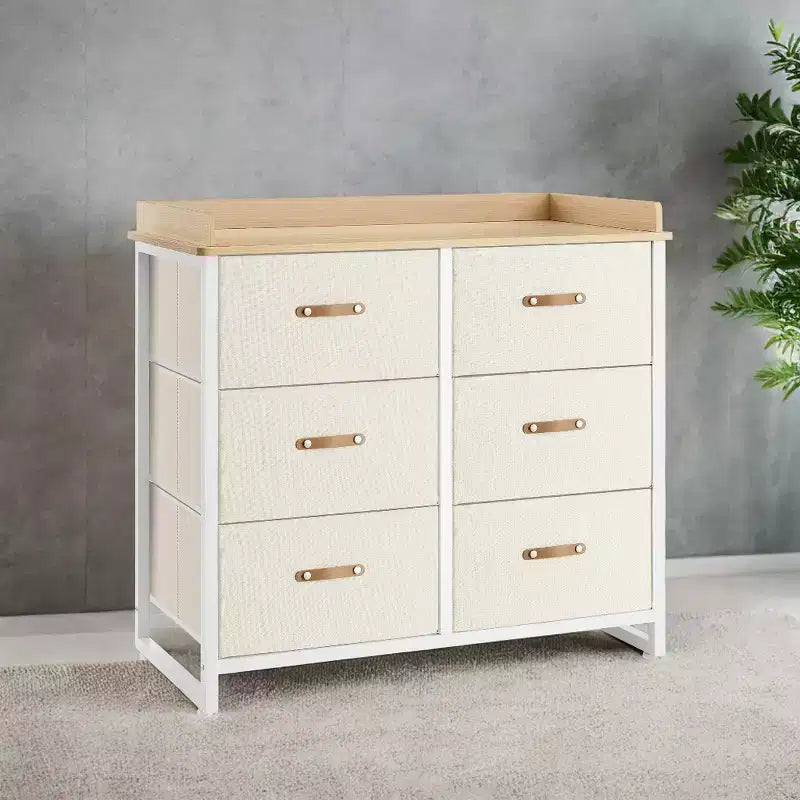 Commode de chambre à 6 tiroirs, avec table à langer résistante à l'eau, meuble de rangement.