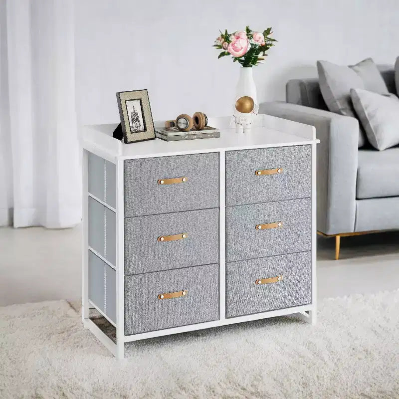 Commode de chambre à 6 tiroirs, avec table à langer résistante à l'eau, meuble de rangement.