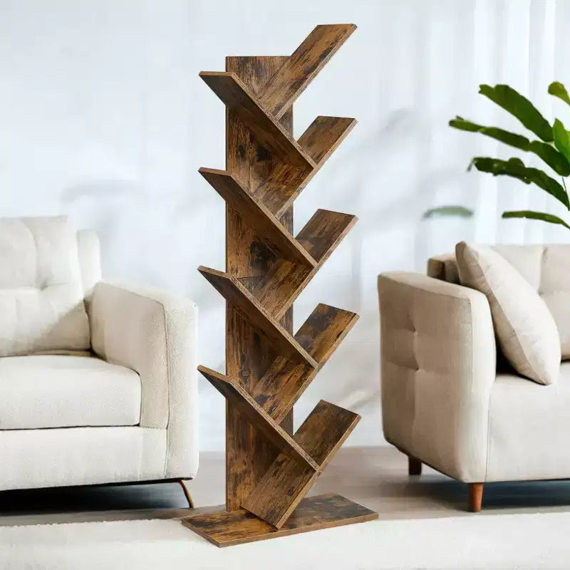 Étagère à livres arbre à 9 niveaux, bibliothèque autoportante, étagère de rangement peu encombrante, pour chambre, salon, bureau à domicile