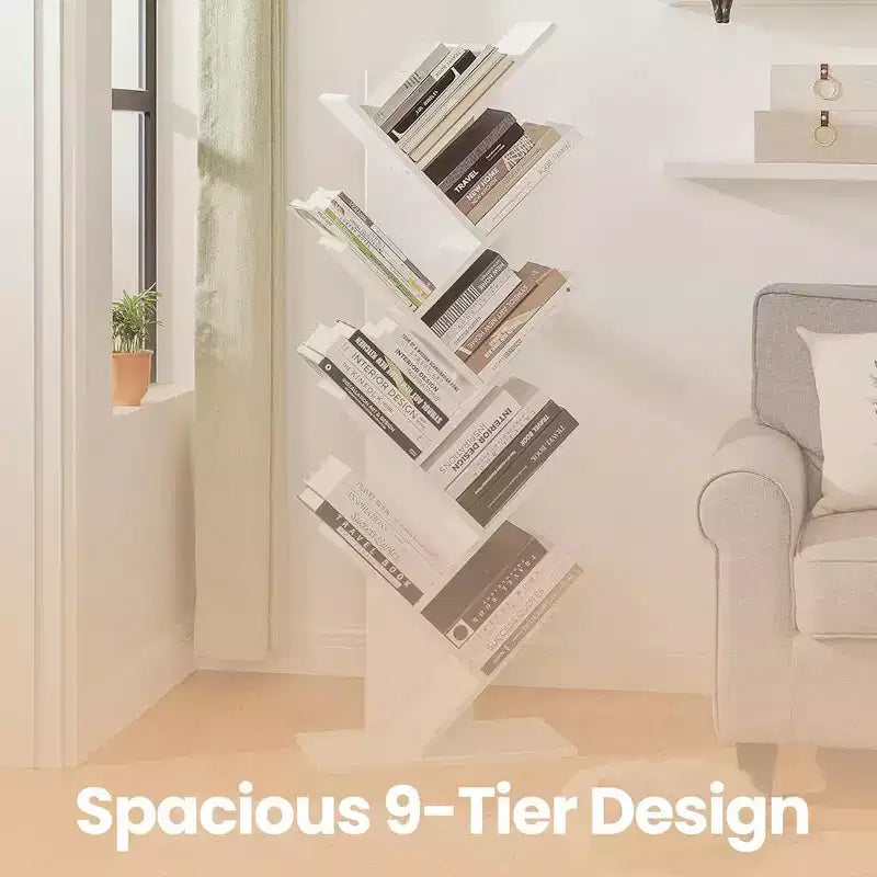 Étagère à livres arbre à 9 niveaux, bibliothèque autoportante, étagère de rangement peu encombrante, pour chambre, salon, bureau à domicile