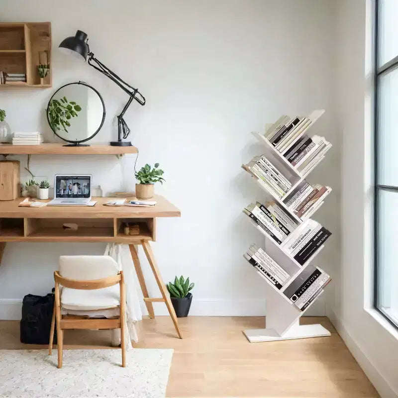 Étagère à livres arbre à 9 niveaux, bibliothèque autoportante, étagère de rangement peu encombrante, pour chambre, salon, bureau à domicile