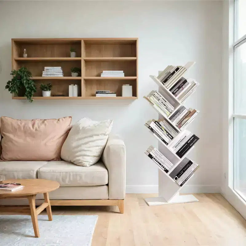 Étagère à livres arbre à 9 niveaux, bibliothèque autoportante, étagère de rangement peu encombrante, pour chambre, salon, bureau à domicile