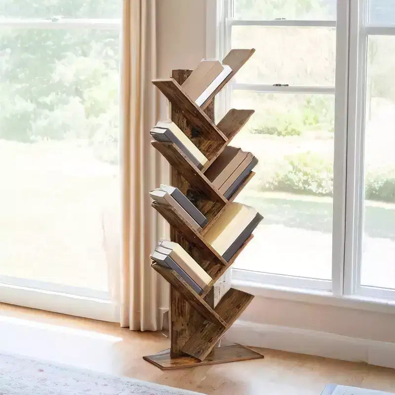 Étagère à livres arbre à 9 niveaux, bibliothèque autoportante, étagère de rangement peu encombrante, pour chambre, salon, bureau à domicile