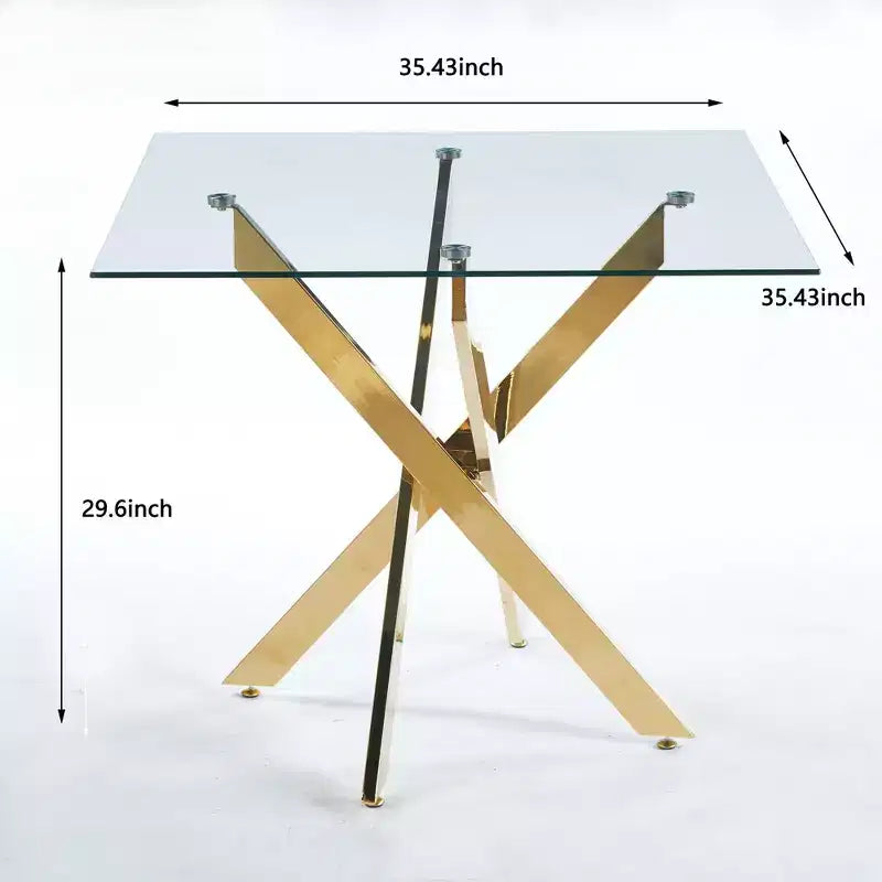 Table à manger en verre trempé à pieds croisés - Moderne, gain de place